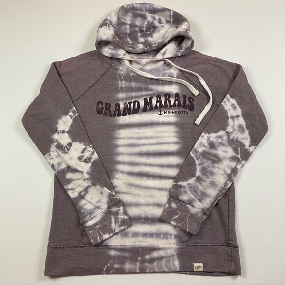 Grand Marais Minnesota Hoodie Women's Small Bleached Tie-Dye Pullover Souevenir - Picture 1 of 8